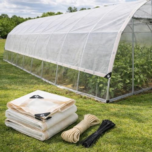 Toile d'ombrage Blanche à 50% avec œillets, Maille d'ombrage en PEHD, Maille d'ombrage extérieure for légumes de Serre, poulailler, chenil, terrasse, Patio