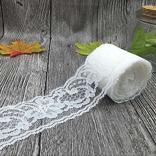 Yulakes 2 x 10 Yards Weiß Vintage Spitzenbordüre 4.5cm Breite, Spitzenbordüre Spitzenborte Spitzenband ，Dekorband, Handwerk, Schleifband
