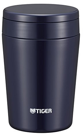 Tiger Caja de Almuerzo Termo Tarro de Sopa de Aislamiento al vacío 380 ml de Calentamiento de Boca Ancha de Fondo Redondo Azul índigo MCL-B038-AI
