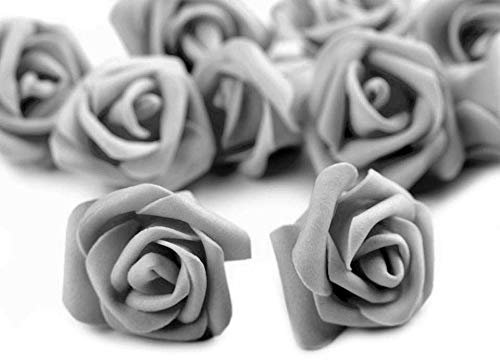 10 Deko-Rose Rosenblüte Rosenkopf 3-4cm Moosgummirosen Foamrosen Schaumrosen, Farbwahl, Farbe:hellgrau