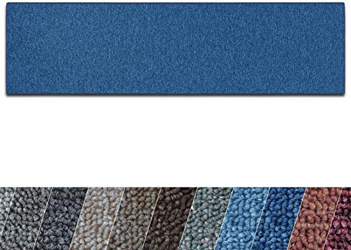 casa pura Teppich Läufer London - Meterware - Teppichläufer für Wohnzimmer, Flur, Küche - Flacher Schlingenflor (Dunkelblau - 200x350 cm)