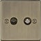 Knightsbridge TV- und SAT-TV-Steckdose (isoliert) – quadratischer Rand, Messing antik