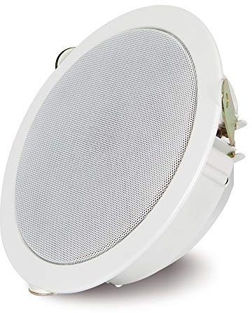 FONESTAR GAT-606-EN 6.5 Ceiling Speaker, EN 54 Certified Loudspeaker with Fireproof Steel Case, 100V Line Transformer, Quick Fit Installation – White RAL 9016, Ideal for Alarm Systems