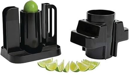 We Can Source It Ltd - Black Plastic Lemon/Lime Wedger Lemon Slicer Fruit Cutter with Stainless Steel Blades - Ideal for Bars, Pubs, Home Kitchens