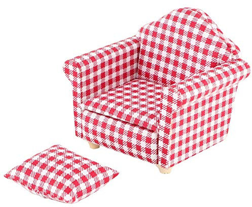1:12 Mini Puppenhaus Sofa,Dollhouse Miniature Miniatur Einzel Sofa Couch Sessel mit Kissen Dekoration Zubehör für für Puppenhaus Kinder(#1)