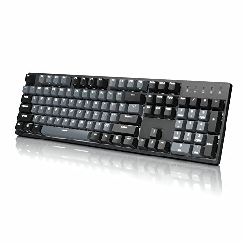DURGOD K310 Corona White Backlit Full Size Mechanical Keyboard | 104 Keys Tenkeyless | USB C Wired | Doubleshot PBT Keycaps | Programmable Keys | NKRO | Windows & Mac (Corona, Cherry Red)