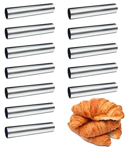 FantasyDay Antiaderente Cannoli Stampi, 12 Pezzi Acciaio Inossidabile Coni per Croissant Stampi Pasticceria Crema Horn Torta Pane Mold - Cannoli Form Tubi, Cream Roll Mold, Formine per Biscotti