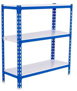Simonrack Schwerlastregal, Lagerregal, 90x80x30 cm, Metallregal, Kellerregal, Biegestelle 180 kg, 3 Fachböden, Blau/Weiss - Simonclick