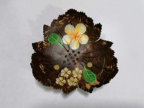 Kinaree Porte-savon en noix de coco - 4 x 13 x 13 cm - Porte-savon naturel en forme de feuille pour savon à main