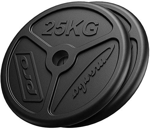 Marbo Sport Olympia Hantelscheiben-Set aus Gusseisen, Gewichte mit Aufnahme Ø51 mm, 2 x 25 kg (Gesamtgewicht 50 kg)
