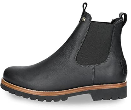 Panama Jack Herren Chelsea Boots Burton Igloo, Männer Stiefeletten,Lammfell,Ohne Verschluss,Schlupfstiefel,flach,Boots,Stiefel,Schwarz,40 EU / 6 UK
