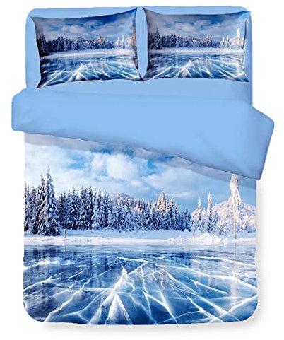 tex family Bettwäsche Satin HD Foto See Eis Doppelbett 250 x 200 cm