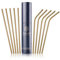 JuLeH Collection Lot de 10 pailles en acier inoxydable doré - Sans pailles en plastique - Réutilisable - Passe au lave-vaisselle - En acier inoxydable - Boîte cadeau élégante