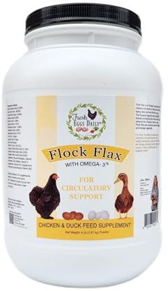 Fresh Eggs Daily Flock Flax – Natural Flaxseed Supplement for Chickens & Ducks – Enhances Omega-3 Levels, Supports Feather Health, and Strengthens Eggshells – 4 lb