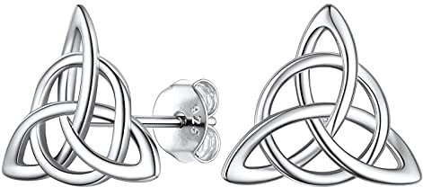 PROSILVER Knoten Ohrstecker 925 Silber Keltische Knoten Ohrpiercing christlich trinitarischen Symbol Ohr Schmuck Accessoire für Frauen