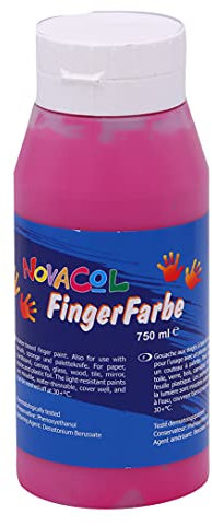 Novacol XL Flasche 750ml Fingerfarbe für Kindergarten Ungiftig Auswaschbar Tropffrei Cremige Konsistenz Farbe für Kinder Rosa