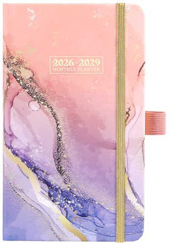2023-2025 Pocket Planner/Calendar - Monthly Pocket Planner/Calendar with 63 Notes Pages, Jan. 2023 - Dec. 2025, 3.8 x 6.4, 3 Year Monthly Planner with Inner Pocket + Pen Hold - Purple Waterink