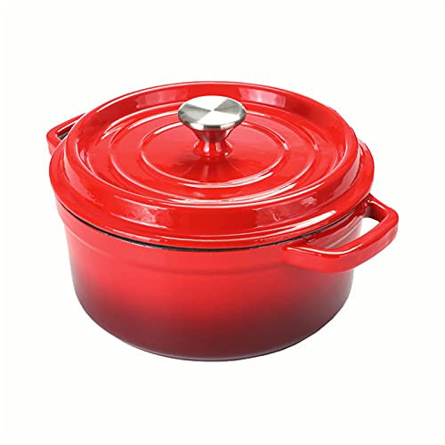Pentola in Ghisa Smaltata Olandese, Mini Casseruola Leggera Con Coperchio, Stufato Domestico Rotondo Antiaderente Pentola Durevole Cuocere Solo Per Bambini,18cm red