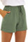 FANGJIN Short Ample Femme Pantalon Court Bermuda Sport avec Poche Grande Taille Haute Dété Elastique Lin Décontractés Fitness Sexy Coton Droit Vert M