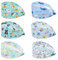 Comius Sharp 6 Stück Schrubben Kappe, Verstellbare Baumwolle Haube Kopfbedeckung Turban Kappe Bedruckte Sanft Kappen Unisex, Haarabdeckung mit Schweißband für Frauen Männer (B)