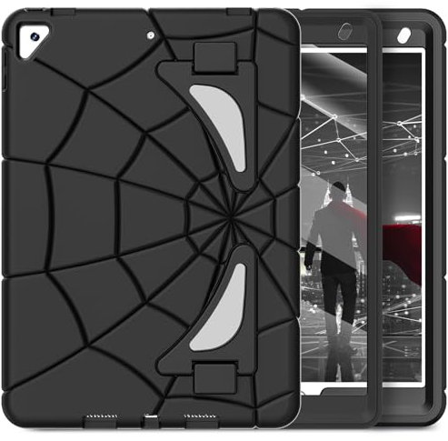 Nitupai iPad 10.2 Hülle für Kinder iPad 9.,8.,7. Generation Hülle 2021/2020/2019 strapazierfähige, robuste Schutzhülle Spiderman 10.2 Zoll iPad Hülle mit Ständer für Kinder, schwarz + schwarz