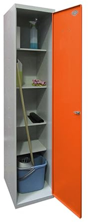 Simon Rack Simonlocker Mehrzweckschrank, 1800 x 400 x 400 mm, 1 Türen, 4 Regale, Grau/Orange