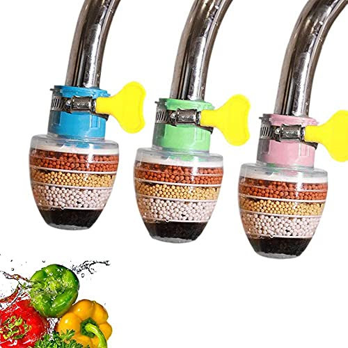Norhogo Lot de 3 robinets à charbon actif - Filtre à eau - Filtre à eau - Filtre à eau - Résistant aux éclaboussures - Pour cuisine, maison, salle de bain - 6 couches de filtration