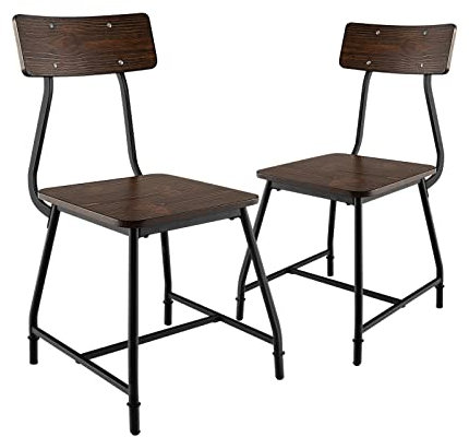 GOPLUS 2er Set Esszimmerstühle, Küchenstühle mit stabilen Metallbeinen, verstellbare rutschfeste Fußpolster, ergonomische Rückenlehne, belastbar bis 180 Kg, armloser Stuhl für Restaurant, Esszimmer