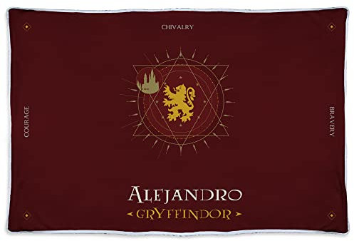 Personalisierte Gryffindor-Decke mit Name/Text. Verschiedene Größen. 600gr/m². Personalisierte Geek-Geschenke. Personalisierte Polardecke. Warme Decke 125x190cm. Gryffindor