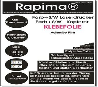25x DIN A4 weiß glänzend, glossy – blickdicht - Druckerfolie, klebend, zum Bedrucken, Wetter + Wasserfest für Laserdrucker Kopierer In + Outdoor