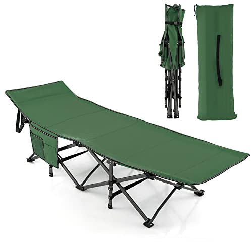 COSTWAY Feldbett mit Seitentasche, bis 272 kg belastbar, klappbarer Campingbett, Campingliege, Klappbett, Reiseliege, Faltbett für Reisen, Indoor, Outdoor