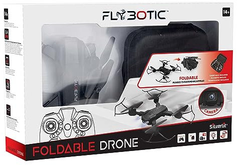 FLYBOTIC Silverlit Foldable Drone, Adjustable Camera, Auto Take-off, Hovering and Landing, Night Mode with LED Lights, Includes Carry Bag, Ages 14+
