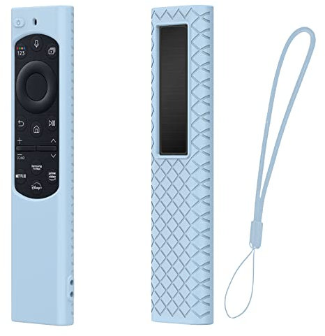 zoerbufan Custodia Telecomando per Samsung SolarCell Smart TV BN59 Series, Anti-Scivolo Cassa Copertura per Samsung QLED TV Remote Cover con Cordino (Blu)