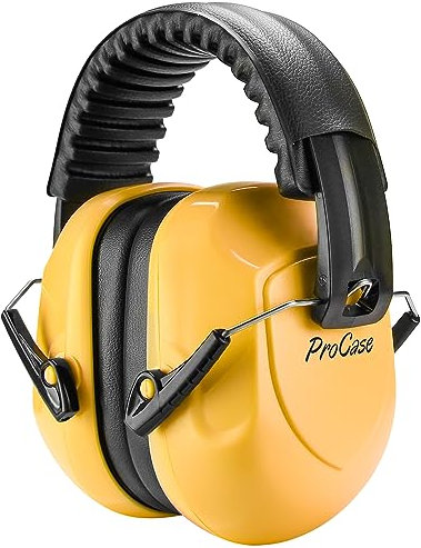 Procase Casque Anti Bruit Pliable Réglable Confortable Adulte, avec Une Atténuation de SNR 34dB, Serre-tête Souple pour Milieu Bruyant ou Stressant-Jaune Clair