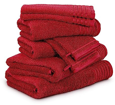 Möve Handtuchset New Classic 8-TLG Handtücher - 2X 20x15 cm + 2X 30x50 cm + 2X 50x100 cm + 2X 67x140 cm, 100% Baumwolle, Ruby