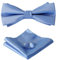 HOULIFE Fliege Herren Set - Verstellbare Fliege aus Satin Polyester Vorgebunden Fliege, einfarbige Einstecktuch, Manschettenknöpfe Set für Bräutigam Hochzeit formal mit Geschenkbox, Dunstblau