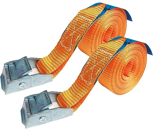 2 x Zurrgurt Klemmschloss 2,5 x 400 cm Spanngurt Gurtband Ladungssicherung (orange)