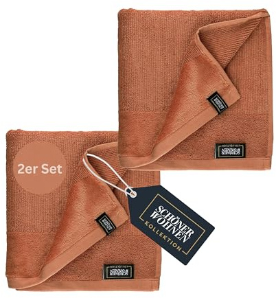 SCHÖNER WOHNEN Handtücher 50x100 rot - Frottee Handtücher Set 2er Pack - Handtuch Baumwolle Öko-Tex - groß, weich - Bad, Baby, Kinder & Fitnessstudio - schnelltrocknend - Gym Handtuch