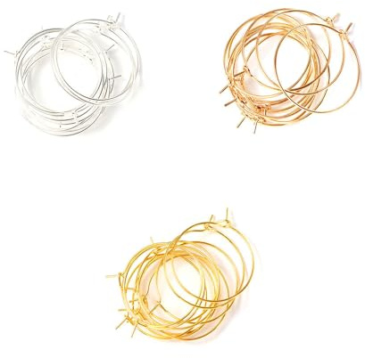 Pokinge 300 Stück Weinglas-Charm-Ringe, goldfarben, silberfarben, Edelstahl, Kreolen, Bar, Weinglas-Etikett, handgefertigt, DIY-Material für Ohrring-Creolen, Messing, Ohne Edelstein.