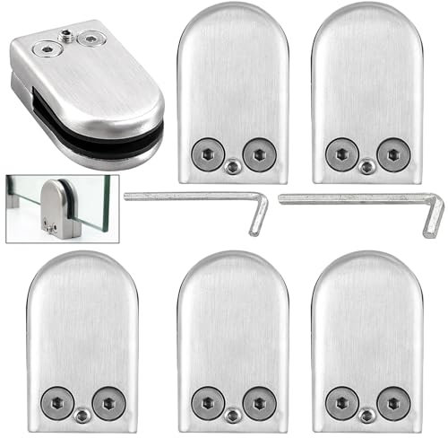 Pince à Verre Pince Verre Acier Inoxydable, 4 Pièces Clip en Verre Pour Support de Pince en Acier Inoxydable, pour une Epaisseur de Verre de 6 mm à 8 mm, Pour Balustrades, Mains Courantes