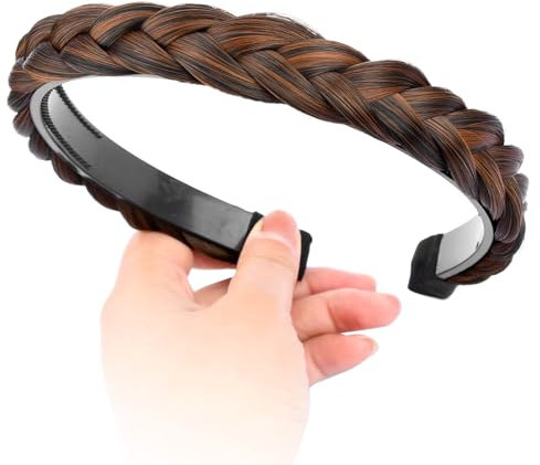 Gledola geflochtenes Stirnband mit Zähnen Zöpfe Haarband mit Zähnen Synthetisches Haar Band geflochtenes Haarband (Dunkles Kupfer)