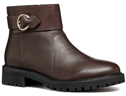 Geox D Hoara B, Stivale alla Caviglia Donna, Marrone Scuro, 38 EU