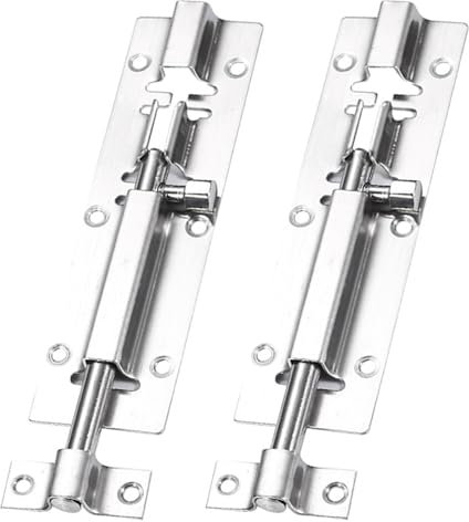 Ryaupy 2PCS Piccolo Chiavistello Quadrato per Serratura -Acciaio Inox Chiavistello Scorrevole - con Viti Chiavistello Porta, Adatto per Garage, Giardini, Porte in Legno e Altri Tipi di Porte Adatte