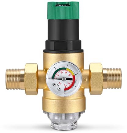 Tanniws Réglateur de pression de l'eau 1 pouce Réducteur de pression Manometre pression eau