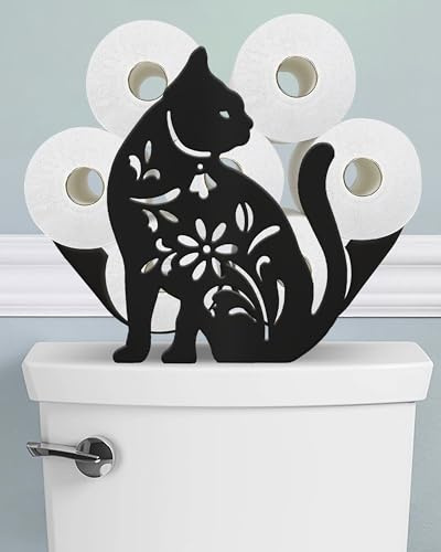 Wigag Toilettenpapierhalter mit Katzenmotiv, Ständer für zusätzliche 8 Rollen, dekorativ, freistehend, für Toilettenpapier, Bauernhaus, Badezimmer, Tierdekoration, Zubehör, Aufbewahrungsschrank