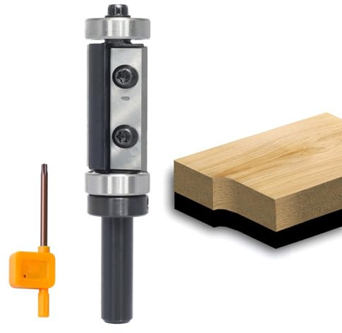 Sinoprotools Wendeplatten Bündigfräser,8mm Schaft Bündiger Fräser Schnittlänge 30mm,mit Austauschbare Hartmetall(HW),mit Kugellager am Schaft&Oben,for Holzbearbeitung Bündig Trimmen.(S=8,Ф=16,I=30)