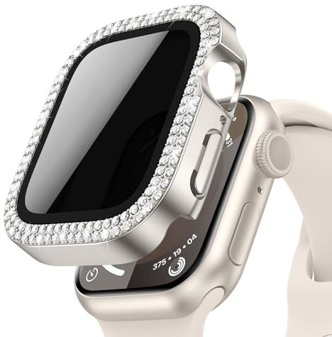 Neitra Privacidad Protector Pantalla Funda para Apple Watch 40mm Series SE 2023/6/5/4, Carcasa Protector Bling Diamond con HD Anti-Spy Película de Cristal Templado, Funda protectora para iWatch 40mm