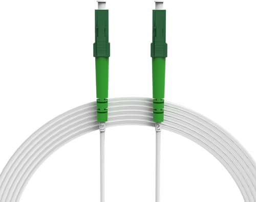 nexinex - 15m weißes Glasfaserkabel LC/APC auf LC/APC Patchkabel | Telekom, Vodafone, 1&1, Fritzbox, etc. kompatibel | LWL Simplex Singlemode OS2 FTTH Glasfaser Lichtwellenleiter Kabel