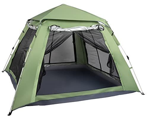 Loboo Idea Spring Quick Open Vierpersonen Familienzelt Campingzelt Grün Faltbares Campingzelt Outdoor & Indor, Canvas Family Camping Bell Zelt, Ultraleichtes Rucksackreisen Kompakt für Wandern Reisen