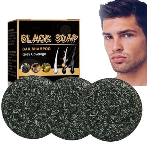 Anti Gray Bar, Grau Glanz Seife, Anti Gray Bar - Lorenge Anti Gray, Grau Glanz Haar Revitalisierungsbar, Charcoal Shampoo Bar, Schwarze Seife für Reinigt das Haar Gründlich (3 Stück)